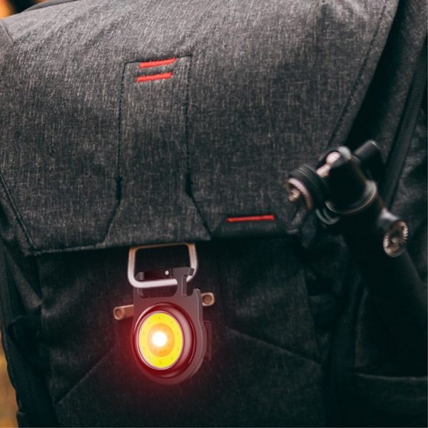 Keychain Flashlight Outdoor Portable Rechargeable Work Light Red+Yellow+White Black