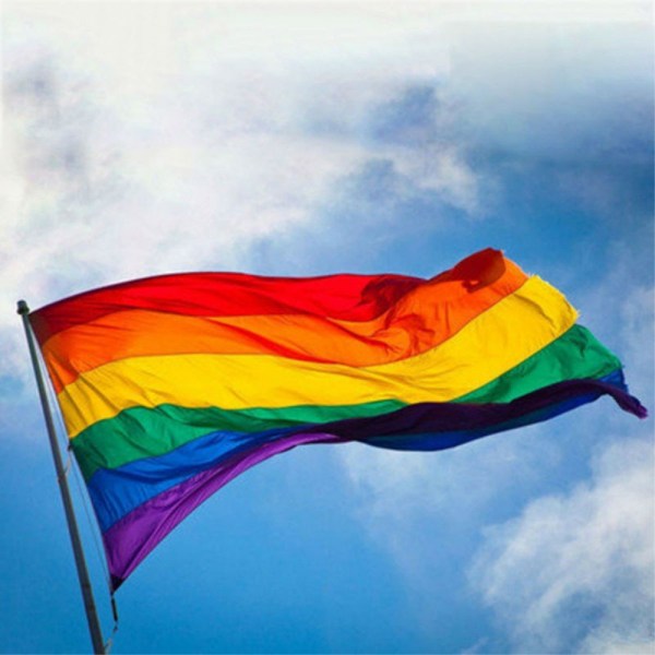 90* 150 cm/3* 5 fod Regnbueflag Gay Pride Peace LGBT Polyesterfl Black