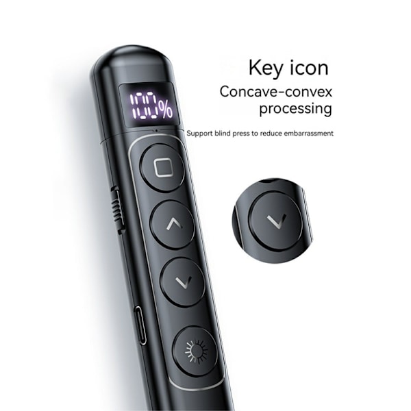 Trådlös Remote Laser Pointer Powerpoint Office Presentation Page Turning Clicker Svart