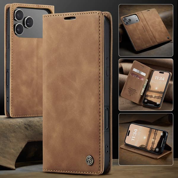 CASEME Retro lompakkokotelo iPhone 17 Pro Brown