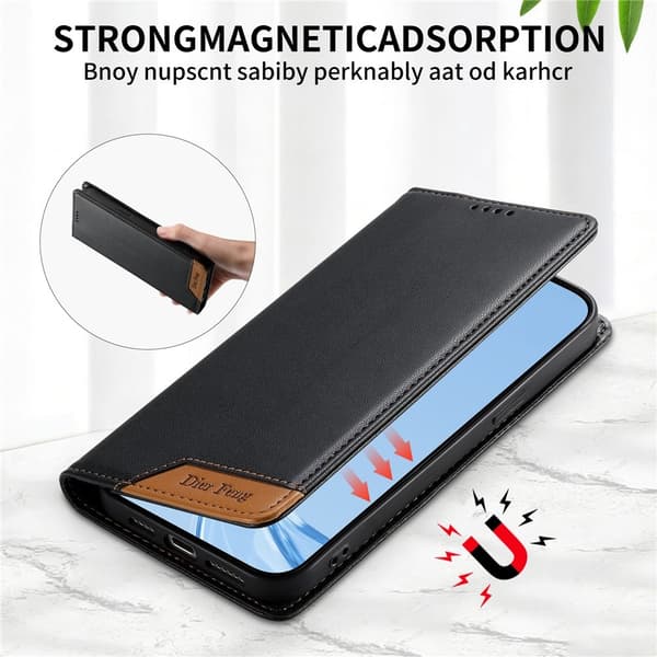 DIERFENG iPhone 17 Pro Lompakkokotelo RFID Suoja Teline - Musta Black