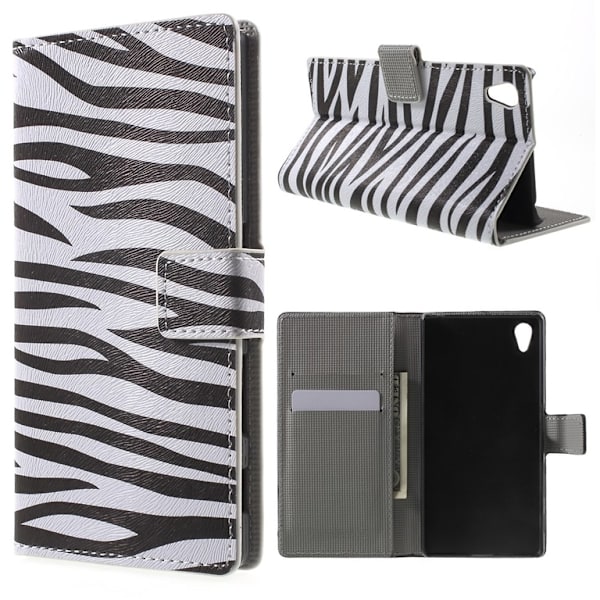 Sony Xperia Z5 Lompakkokotelo Zebra Stripes Black