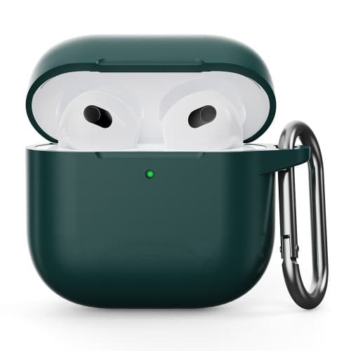 Til AirPods 4 Silikonetui Integreret Bluetooth - hovedtelefoncover med krog - Mørkegrøn Green