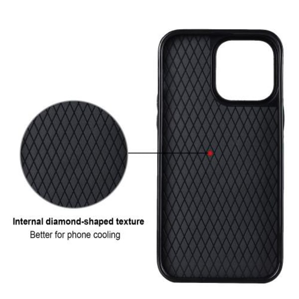 iPhone 14 Etui Rhombus Grid Pattern Bagcoverring Kickstand - Sor Black