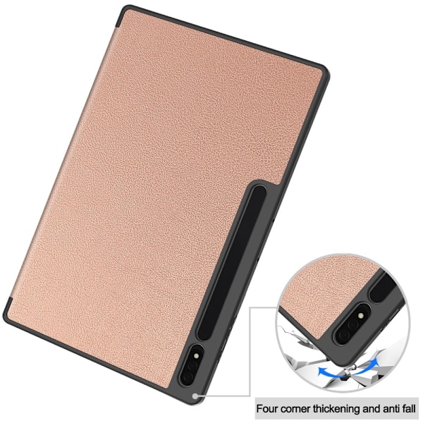 För Samsung Galaxy Tab S10 Ultra Stativfodral Stötsäkert med Pennhållare - Guld Grön