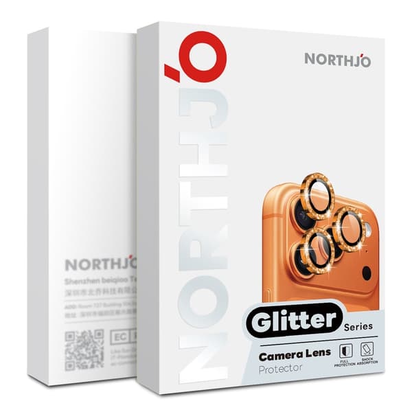 NORTHJO Glitrende kameralinsebeskyttelse til iPhone 18 Pro / 18 Pro Max Silver