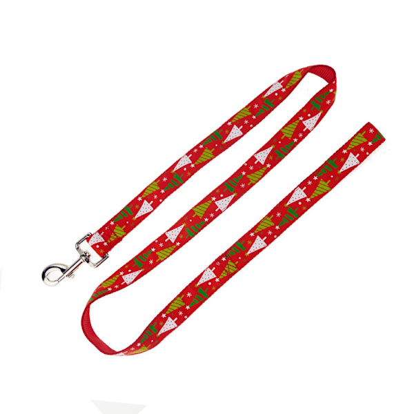 Hund Koppel med Jul Tema - Julgran - Large Röd