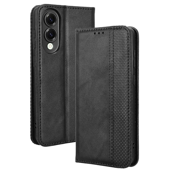 Til Samsung Galaxy S25 Edge Stand Phone Case Fuld Protection Pung Cover - Sort Black