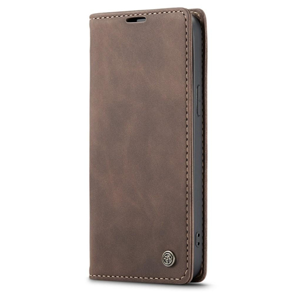 CASEME Retro lompakkokotelo iPhone 14 - tummanruskea Brown