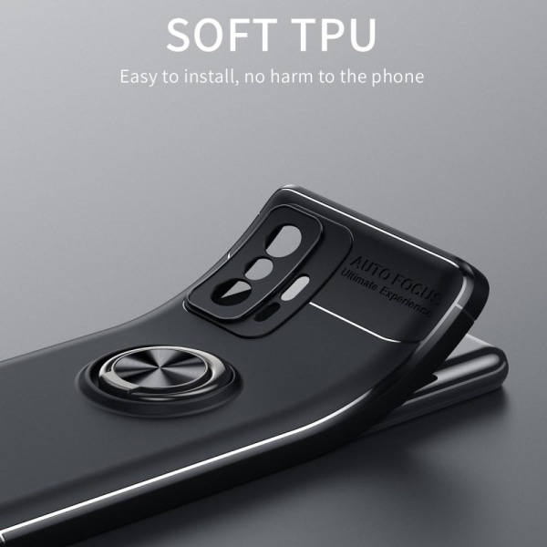 Xiaomi 11T / 11T Pro skal med Finger Ring och inbyggd plåt Svart