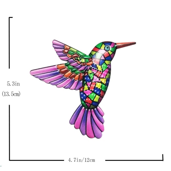 Fågel Kolibri Väggdekor Trädgård prydnad 12x13,5cm - Lila Lila