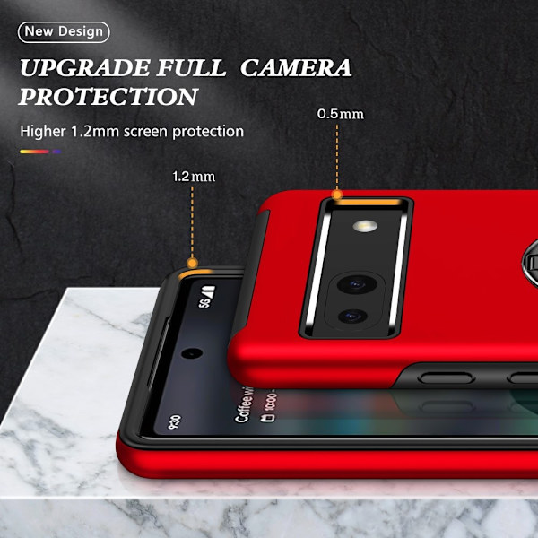 Til Google Pixel 8a Fingerring Kickstand Hybrid Taske Red