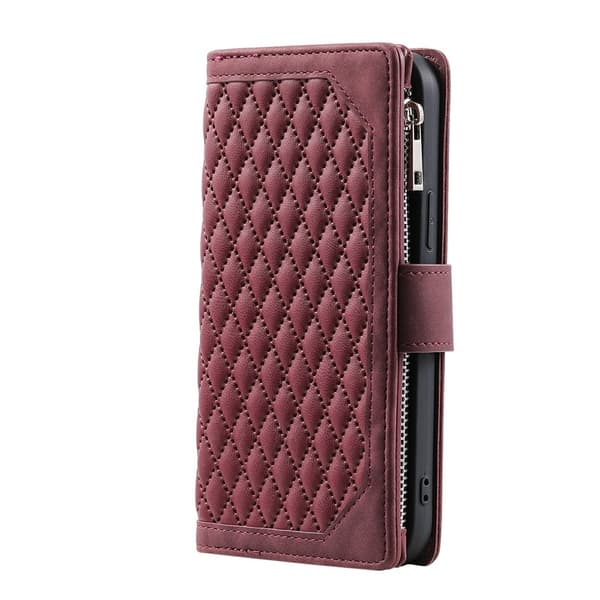 Til Xiaomi Redmi Note 15 Pro 5G Zipper Wallet Case Rhombus Telefoncover Red