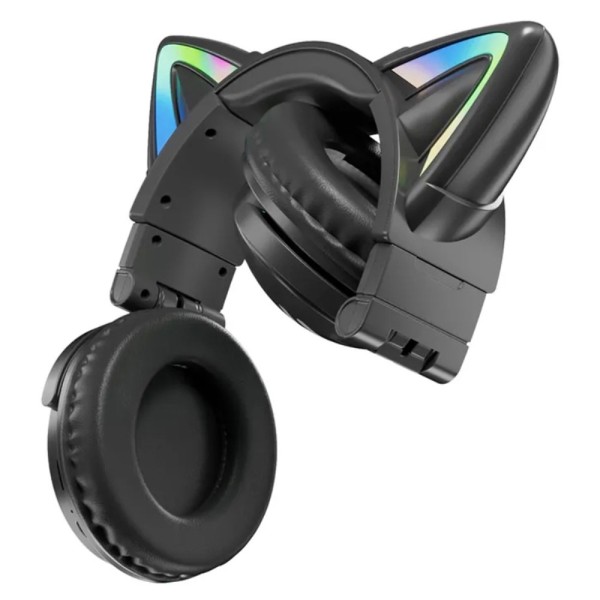 Cat Ears Bluetooth Headset mikrofoni Langattomat kuulokkeet - Musta Black