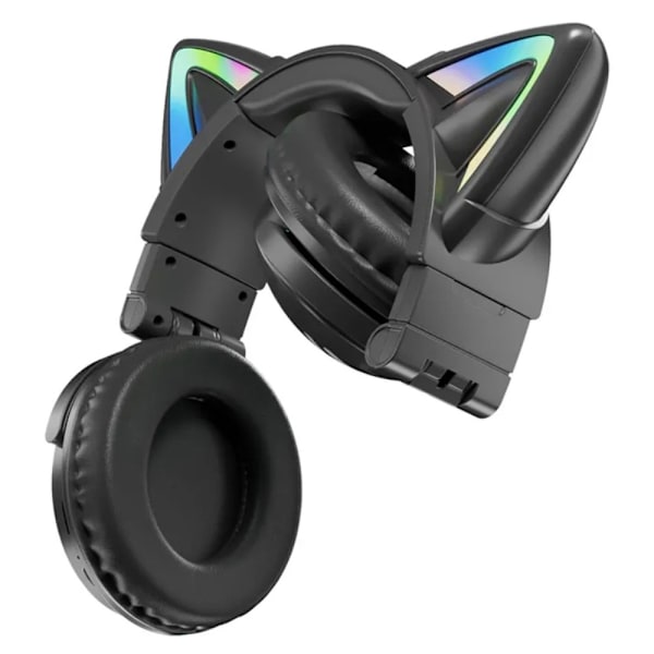 Kattöron Bluetooth Headset Mikrofon Trådlösa hörlurar - Svart Svart