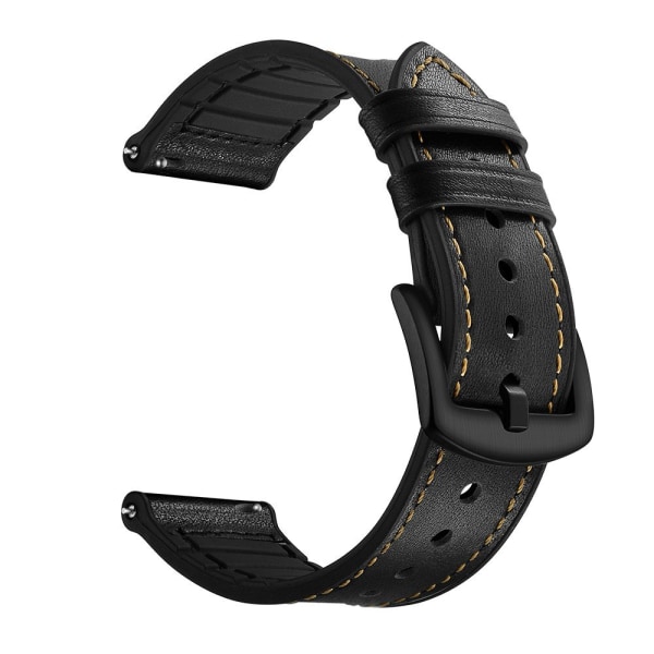 Läder + Silikon Rem för Huawei Watch GT2 42mm - Svart Svart