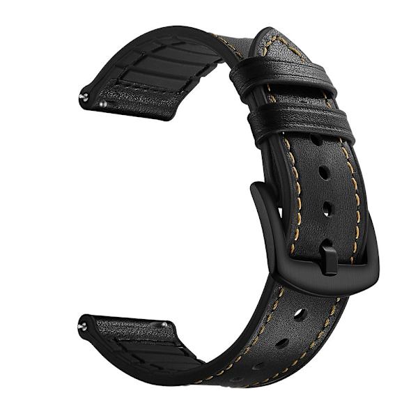 Skinn+Silikonstropp til Huawei Watch GT2 42mm - Sort Black