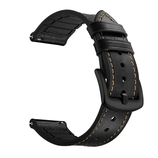 Skinn+Silikonstropp til Huawei Watch GT2 42mm - Svart Black