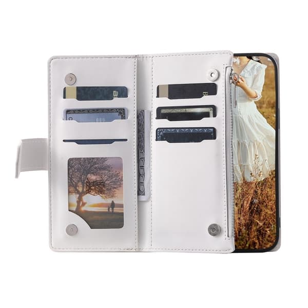 Til Samsung Galaxy S26+ 5G Zipper Wallet Case Rhombus Telefoncover White
