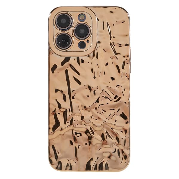 TPU-etui for iPhone 15 Pro med elektroplettering, rynket og ujevn overflate Gold