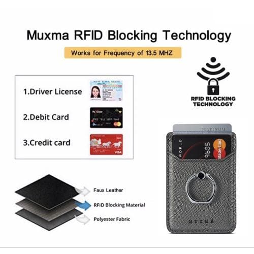 MUXMA Kortholder Ringstativ RFID Blokkerende Kredittkort - Svart Black