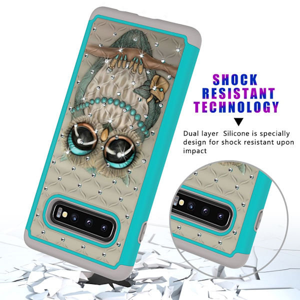 Samsung Galaxy S10+ Pattern PC TPU Phone Shell - Owl Black