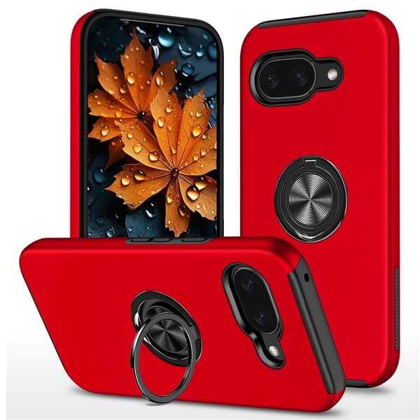 Til Pixel 10a Deksel Hybriddeksel med Finger Ring Red