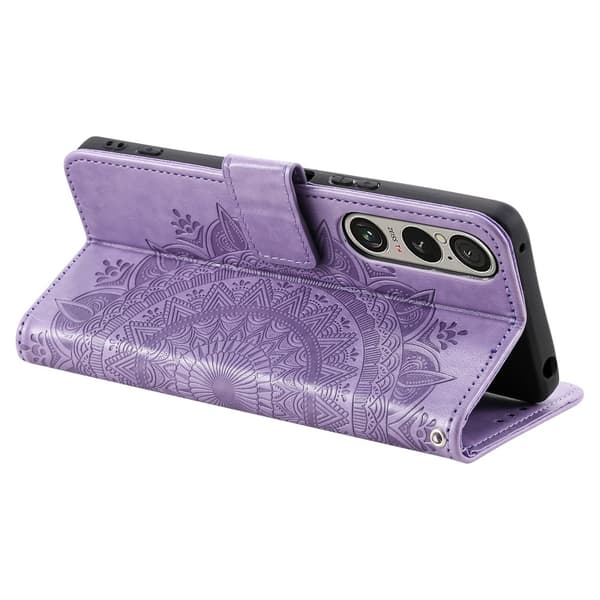 För Sony Xperia 1 VII plånboksfodral Fodral Skal Mandala blommönster Lila