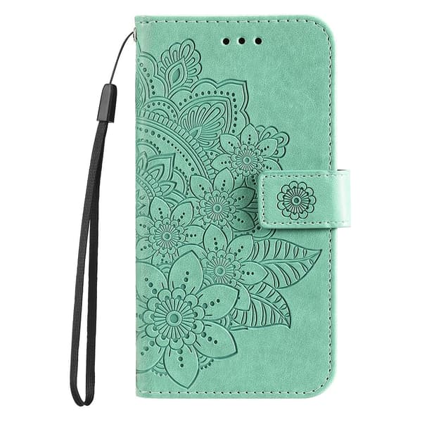 Til Xiaomi Redmi 14C Tegnebogsetui med Blomstermønster og Standerfunktion Green