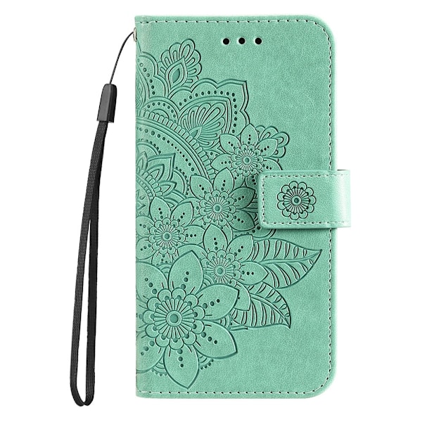Till Xiaomi Redmi 14C Plånboksfodral med Blommigt Mönster - Grön Grön