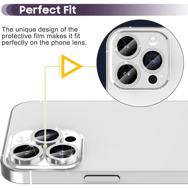 Til iPhone 15 Pro / 15 Pro Max Lens Glitter Silver