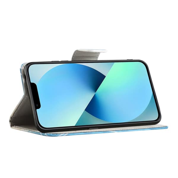 Pengesekk-Stativveske for iPhone 15 Plus - Butterfly Blue
