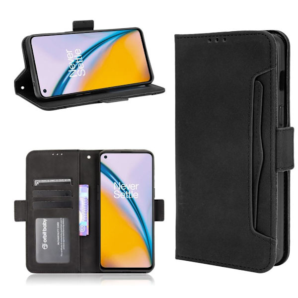 Wallet Stand Flip -puhelinkotelo OnePlus Nord 2 5G: lle - musta Black