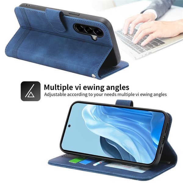 DIERFENG För Samsung Galaxy A37 5G Plånboksfodral med Stativ och Handledsrem Blå