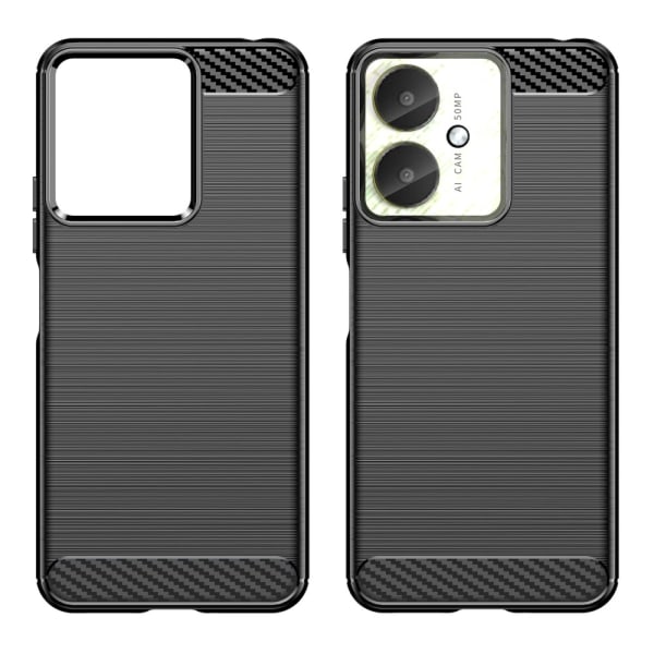 Til Xiaomi Redmi 13C Carbon fiber tekstur Cover Back - Sort Black