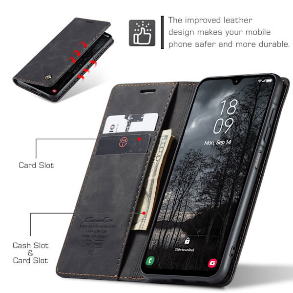 Til Samsung Galaxy A37 5G CASEME Pungetui sort