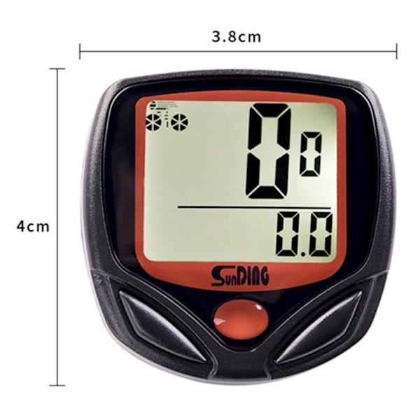 Cykelcomputer kilometertæller med 14 funktioner Vandtæt LCD cykelhastighedsmåler Black