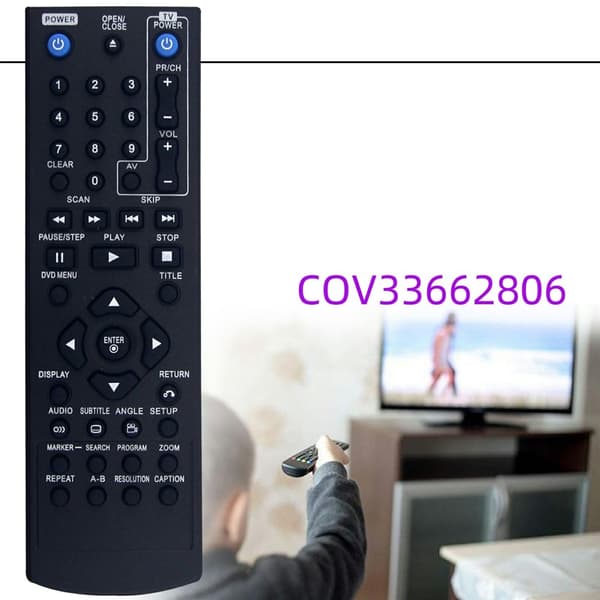 Fjernkontroll erstatning for COV33662806 for LG DVD-spiller Black