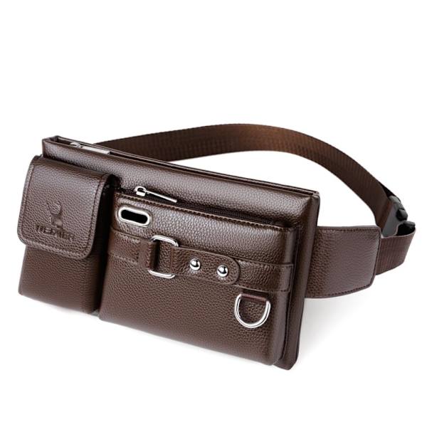 Crossbody Rintapussi Vyötäröpussi Kuulokereikällä - Ruskea Brown