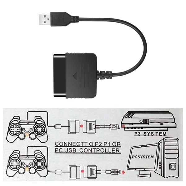 Adapter til Sony PS1 PS2 Game Controllere til PS3 PC Converter Black