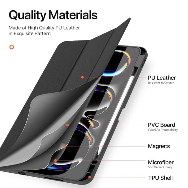 DUX DUCIS Domo iPad Pro 13 (2024) Tri-fold Stativ - Svart Black