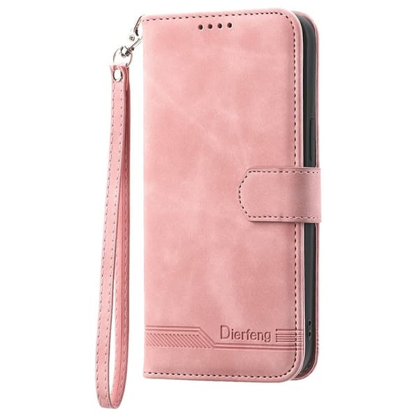 DIERFENG For Sony Xperia 1 VII Wallet Case with Stand and Wrist Strap Pink