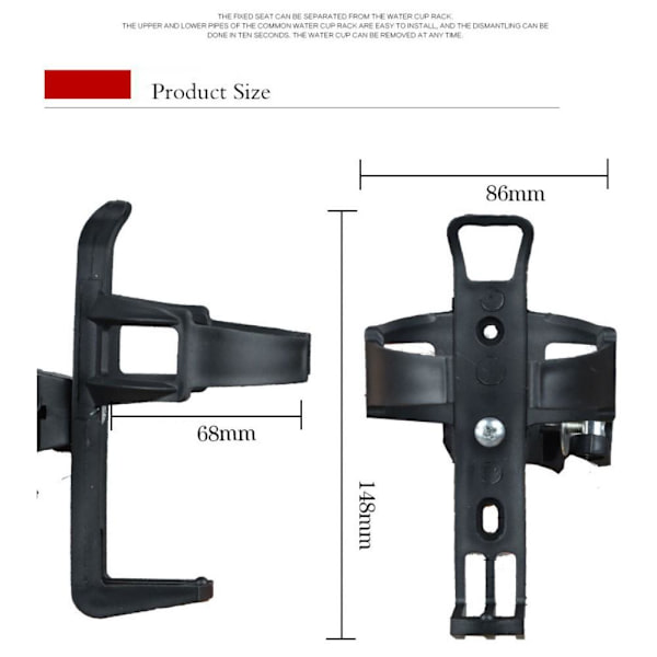 Flaskeholder til Xiaomi Mi M365 og andre scootere Black