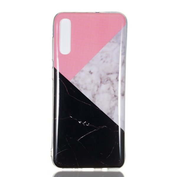 Marble Pattern IMD TPU Soft Back Suojakuori - Samsung Galaxy A70 - Style D Black