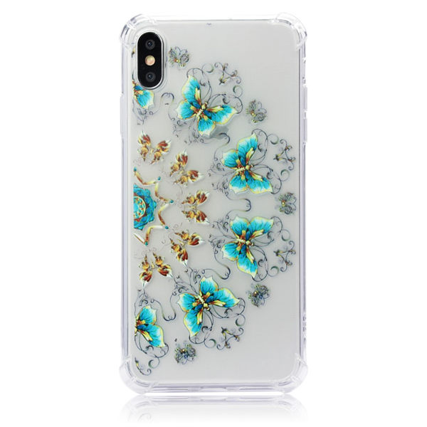 Pattern Printing TPU Soft Case iPhone XS Max - Blue and Gold Butterflies Multicolor