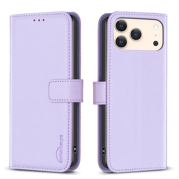 BINFEN COLOR Telefonlommebokdeksel til iPhone 18 Pro / 17 Pro Purple