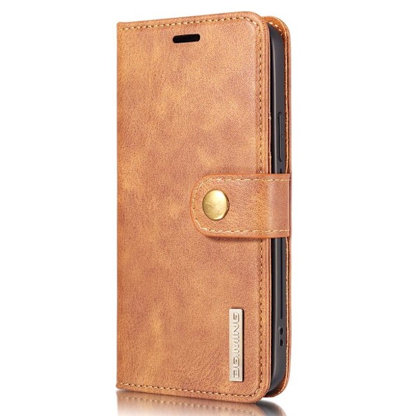 DG.MING For iPhone 13 Mini Stylish Wallet Case - Brown Brown