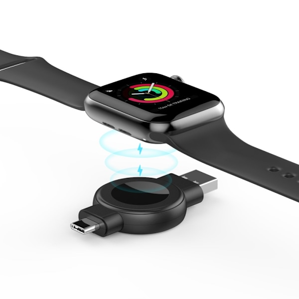 Lader for Watch Series + Samsung med USB-C+USB-kontakt Black
