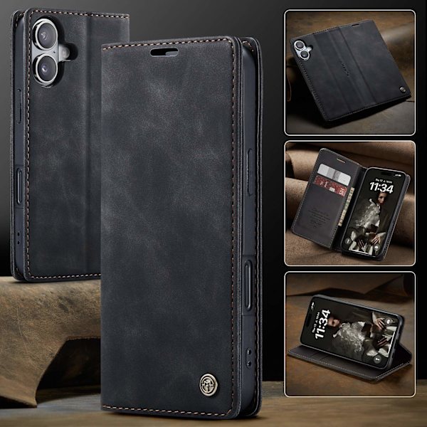 CASEME Retro tegnebog taske til iPhone 17 Black