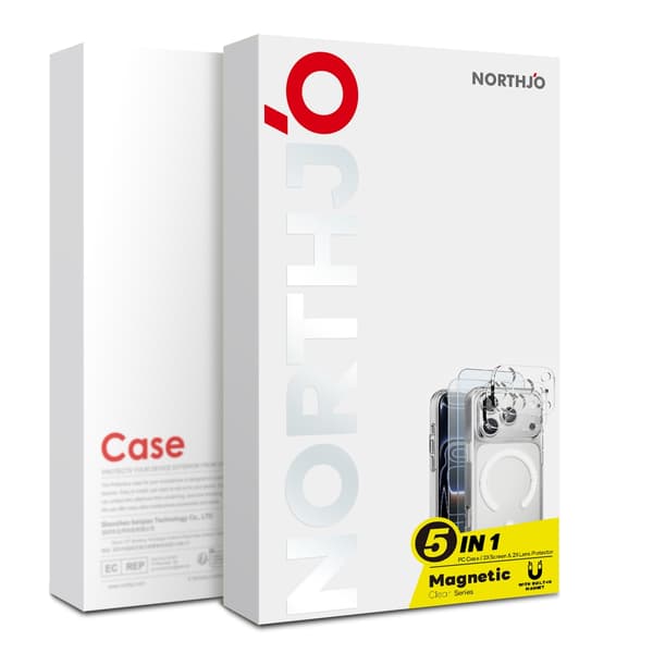 NORTHJO 5-in-1 puhelinkotelosetti iPhone Duo puhelimelle Transparent
